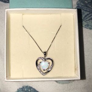 NWT Fire Opal Heart Pendant in Sterling Silver